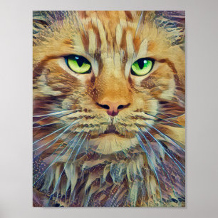 Orange Tabby Cat-Green Eyes Poster