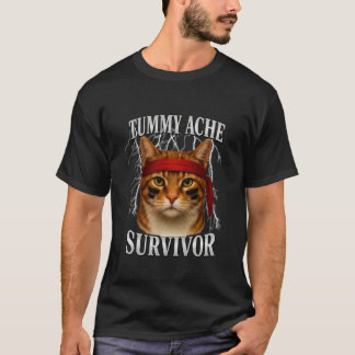 Orange Tabby Cat Meme Retro Sarcastic Tummy Ache S T-Shirt