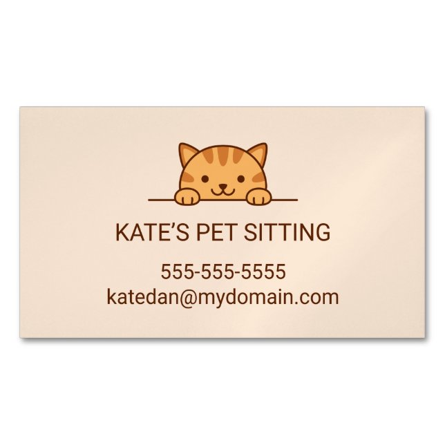 Orange Tabby Cat Peeking Pet Sitting Service Magnetische Visitenkarte (Vorderseite)