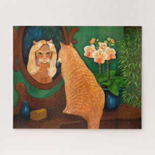 Orange Tabby Cat und Mirror