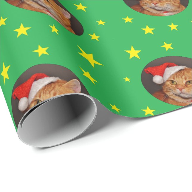 Orange Tabby Cat Weihnachtswrapping Paper Holiday Geschenkpapier (Rolleneckpunkt)
