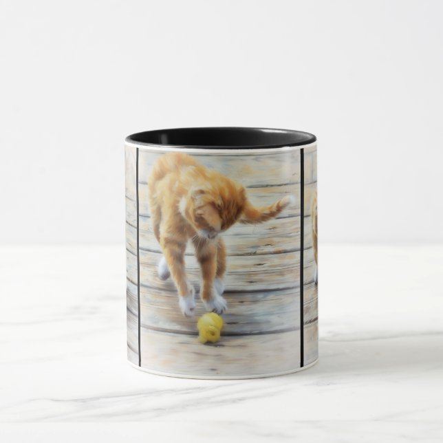 Orange Tabby Chat Kitten Jeux Pics Mug (Centre)