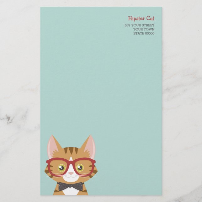 Orange Tabby-Hipster-Katze scherzt Briefpapier (Vorderseite)