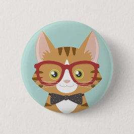Orange Tabby-Hipster-Katzen-Illustration Button