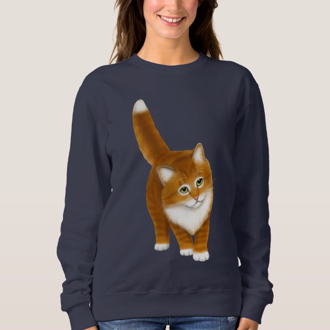 Orange Tabby-Kätzchen-Damenraglan-Sweatshirt Sweatshirt (Vorderseite)