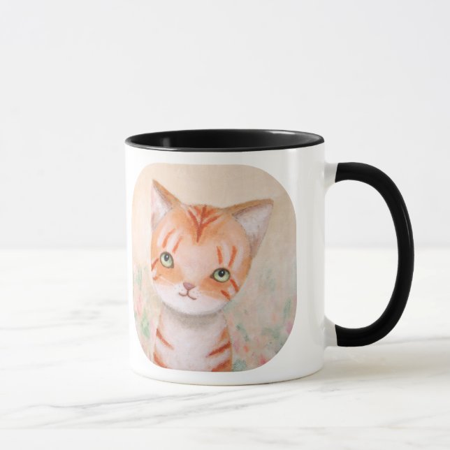 Orange Tabby-Katze Blumen-Gartenim niedlichen Tasse (Rechts)