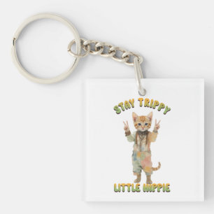 Orange Tabby Katze Boho Stay Trippy Little Hippie Schlüsselanhänger