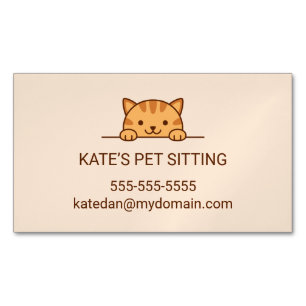 Orange Tabby-Katze, die Haustier-sitzenden Service Magnetische Visitenkarte