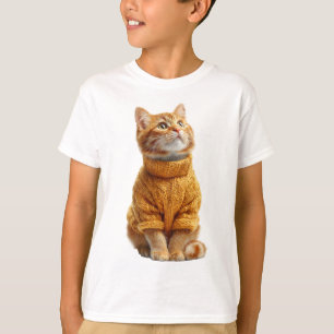 Orange Tabby-Katze im gestrickten Pullover für Kin