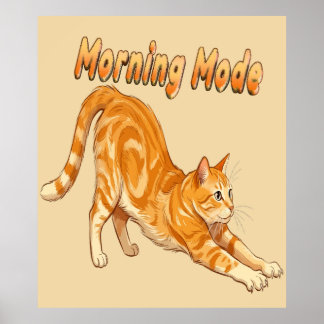 Orange Tabby Katze Streckt Sich Lustige Katze Im M Poster
