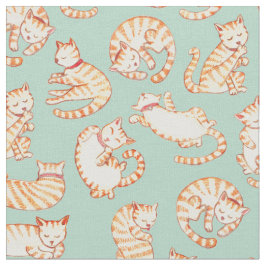 Orange Tabby-Katzen-illustriertes Muster Stoff