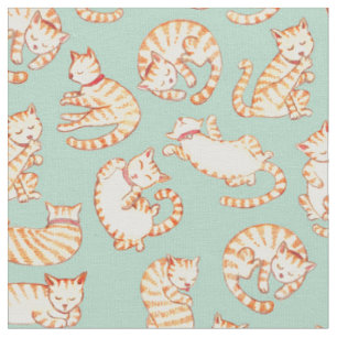 Orange Tabby-Katzen-illustriertes Muster Stoff