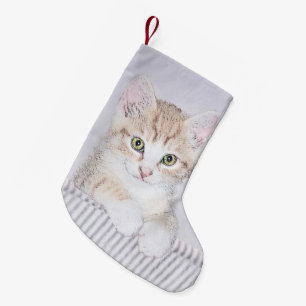 Orange Tabby Katzenbild - Original Katzenkunst Kleiner Weihnachtsstrumpf