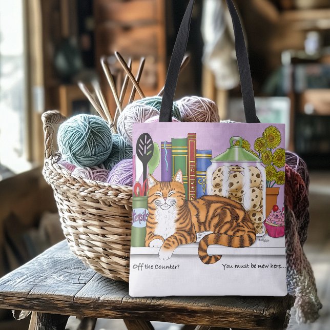 Orange Tabby Kitchen Counter Top Cat Tasche (Von Creator hochgeladen)