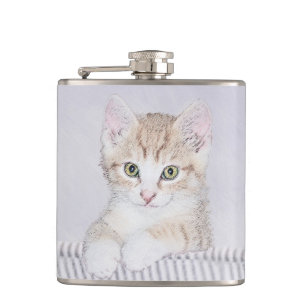Orange Tabby Kitten Painting - Originelle Katze Ku Flachmann