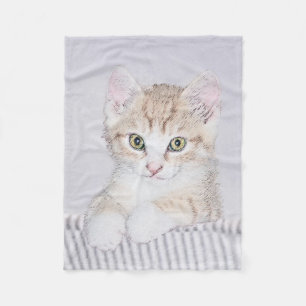 Orange Tabby Kitten Painting - Originelle Katze Ku Fleecedecke