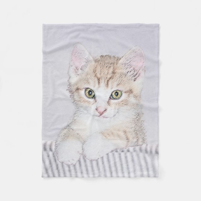 Orange Tabby Kitten Painting - Originelle Katze Ku Fleecedecke (Vorderseite)