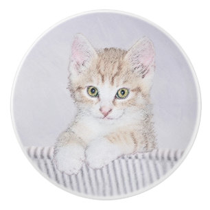 Orange Tabby Kitten Painting - Originelle Katze Ku Keramikknauf