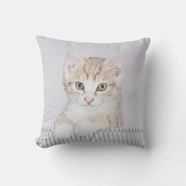 Orange Tabby Kitten Painting - Originelle Katze Ku Kissen (Vorderseite)
