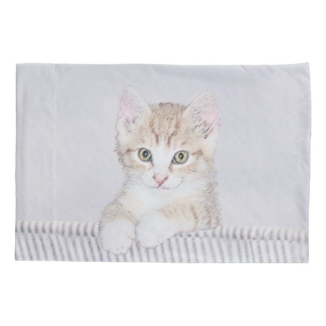 Orange Tabby Kitten Painting - Originelle Katze Ku Kissenbezug (Rückseite)