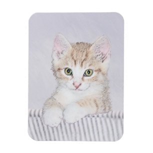 Orange Tabby Kitten Painting - Originelle Katze Ku Magnet