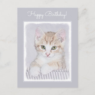 Orange Tabby Kitten Painting - Originelle Katze Ku Postkarte