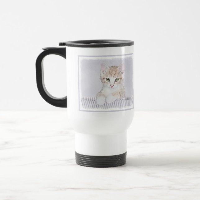 Orange Tabby Kitten Painting - Originelle Katze Ku Reisebecher (Links)