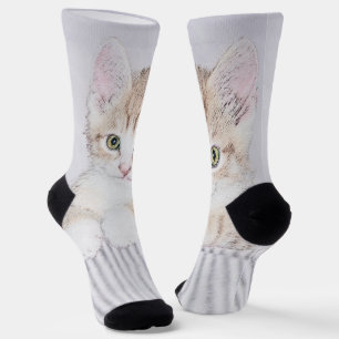 Orange Tabby Kitten Painting - Originelle Katze Ku Socken