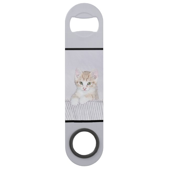 Orange Tabby Kitten Painting - Originelle Katze Ku Speed Flaschenöffner (Vorderseite)