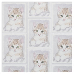 Orange Tabby Kitten Painting - Originelle Katze Ku Stoff