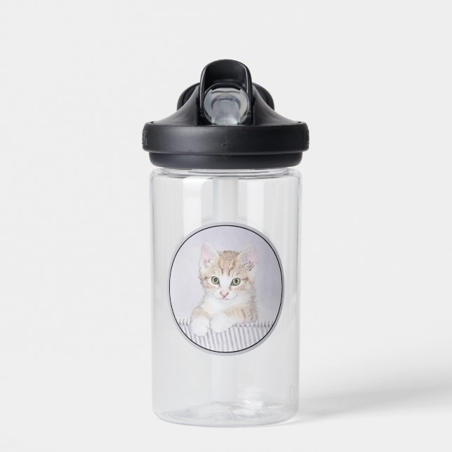 Orange Tabby Kitten Painting - Originelle Katze Ku Trinkflasche (Vorne)