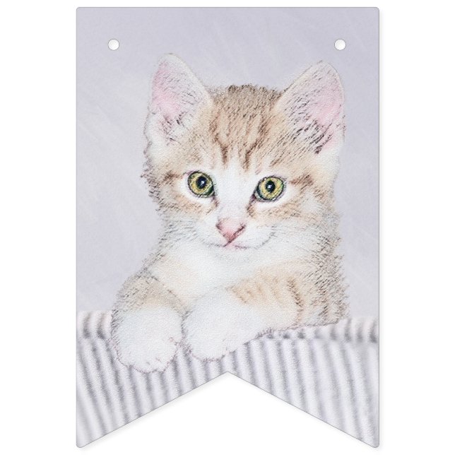 Orange Tabby Kitten Painting - Originelle Katze Ku Wimpelkette (Erste Fahne)