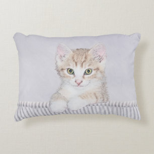 Orange Tabby Kitten Painting - Originelle Katze Ku Zierkissen