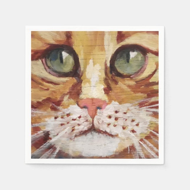 Orange Tabby Malerei Detail Napkins Serviette (Vorderseite)