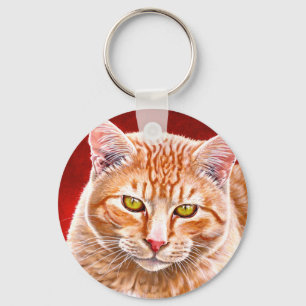 Orange Tabby-Malerei Schlüsselanhänger