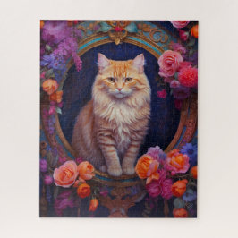 Orange Tabby mit schönen Schmuck und Blume