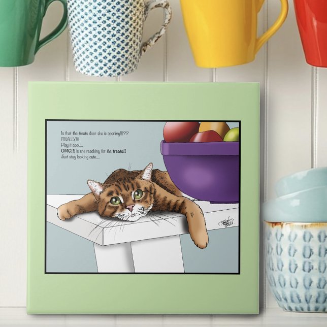 Orange Tabby Niedliche Leckereien Fliese (Von Creator hochgeladen)