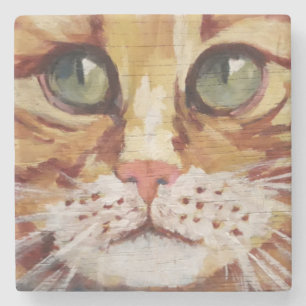 Orange Tabby Painting Detail Stone Untersetzer