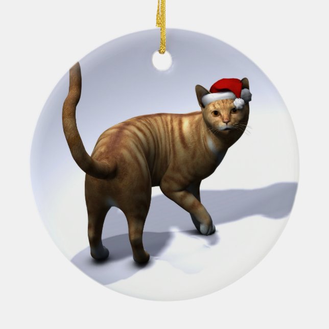Orange Tabby Santa Keramik Ornament (Hinten)