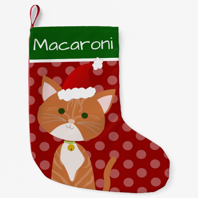 Orange Tabby Santa Kitty Kleiner Weihnachtsstrumpf (Vorderseite)