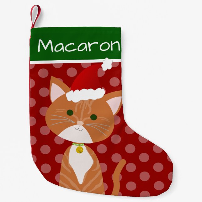 Orange Tabby Santa Kitty Kleiner Weihnachtsstrumpf (Vorderseite)