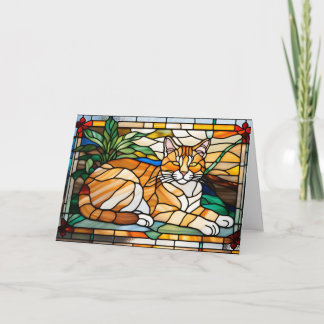 Orange Tabby Stained Glass Karte