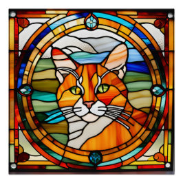 Orange Tabby Stains Glass Poster