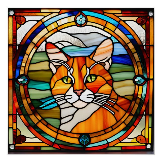Orange Tabby Stains Glass Poster (Vorderseite)