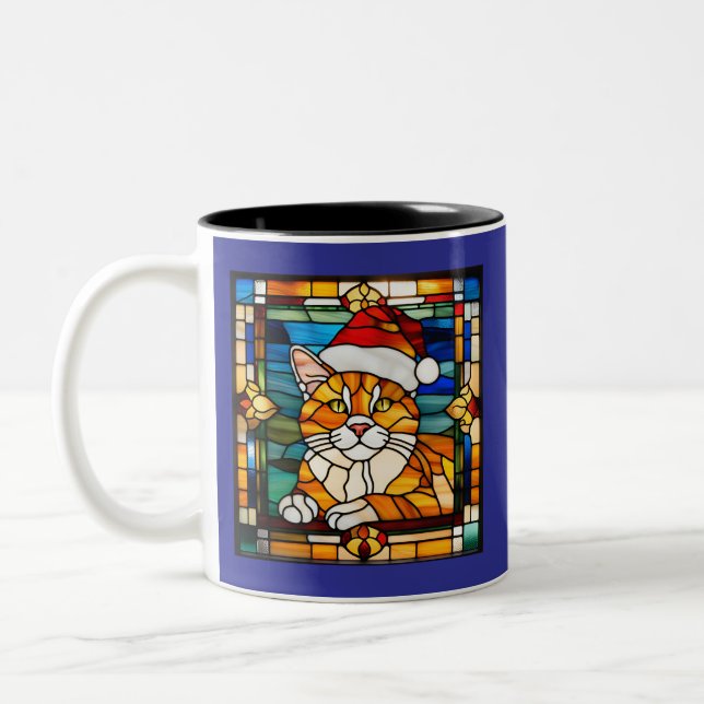 Orange Tabby Weihnachtsglas Zweifarbige Tasse (Links)