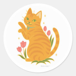 Orange Tabby with Tulips Runder Aufkleber