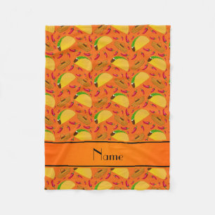 Orange-Tacos sombreros-Chilis mit personalisiertem Fleecedecke