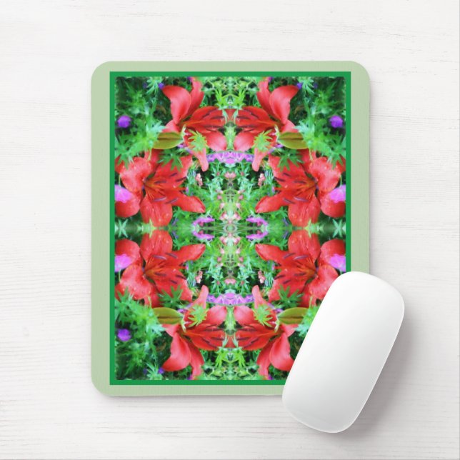 Orange Taglilien Abstrakte Blume Kunst, Kultur Mousepad (Mit Mouse)