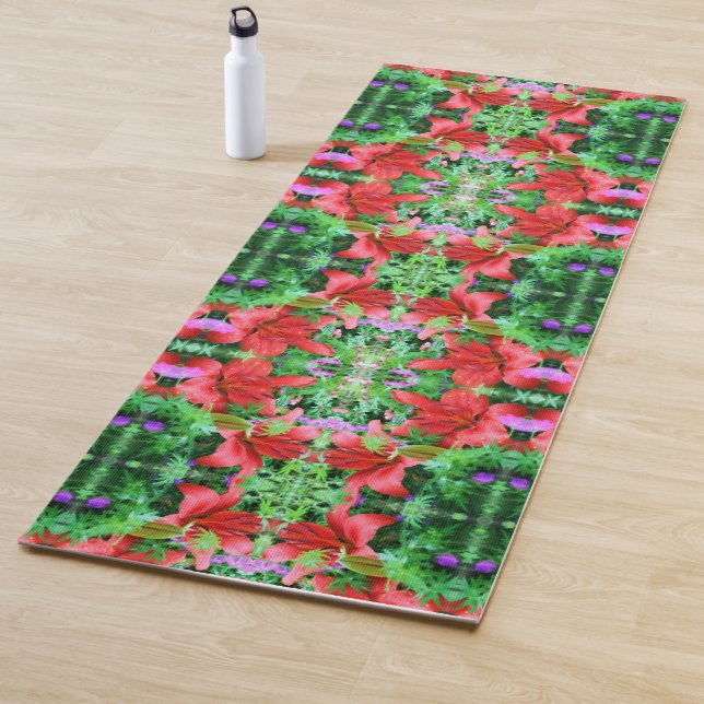 Orange Taglilien Abstrakte Blume Kunst, Kultur Yogamatte (Beispiel)