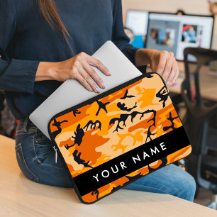 Orange Tarnmuster Ihren Namen personalisieren Laptopschutzhülle